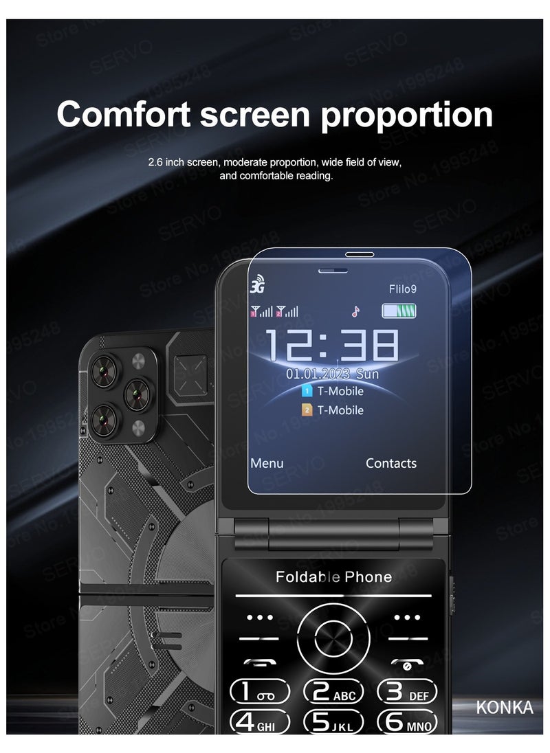 KONKA - Foldable Flip Phone for Seniors with Keypad and Essential Functions - Image 1