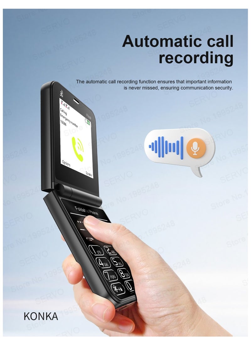 KONKA - Foldable Flip Phone for Seniors with Keypad and Essential Functions - Image 1