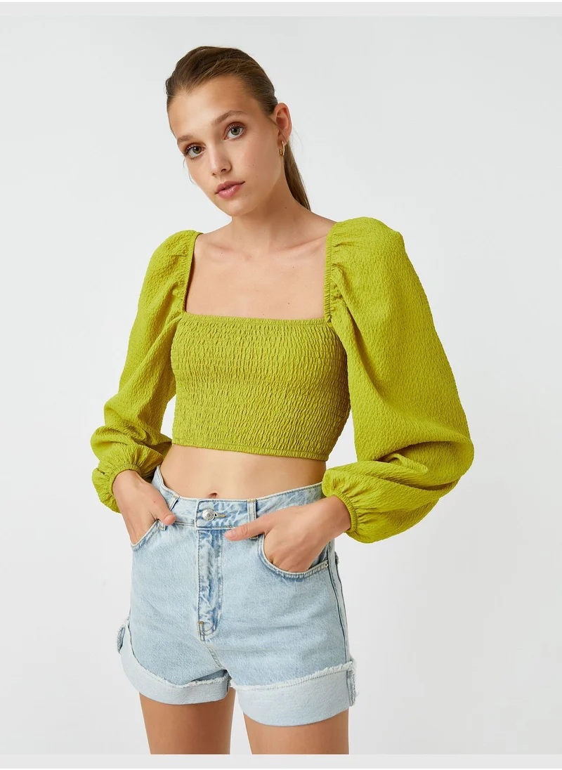 كوتون Gimped Detail Crop Blouse Modal