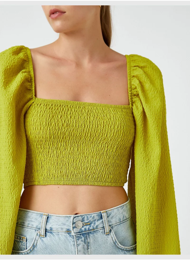 كوتن Gimped Detail Crop Blouse Modal