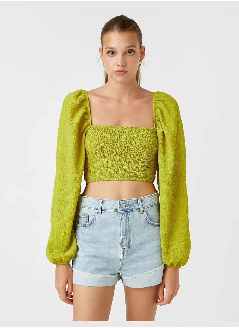 كوتن Gimped Detail Crop Blouse Modal