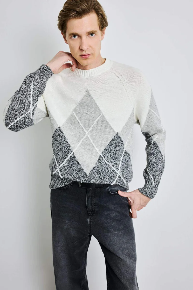 ديفاكتو Standard Fit Crew Neck Knitwear Pullover