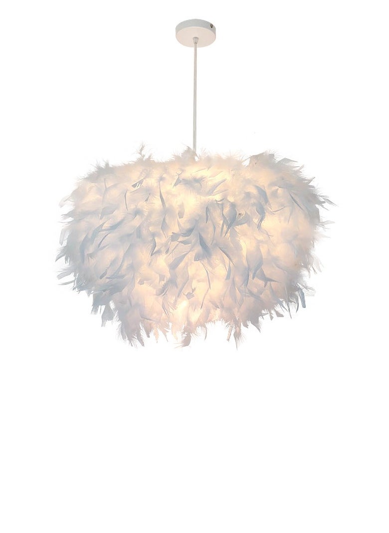 MIXDE Feather Ceiling Pendant,LED White Feather Ceiling Light Fixture,E27 Hanging Lamp Applicable to Bedroom,Living Room,Dining Room  - Image 4
