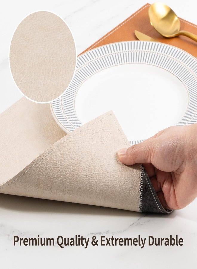 MICROFI New Microfi Indoor/Outdoor Washable Faux Leather Vinyl Patchwork Placemats, Set of 4 (Brown) - Image 3
