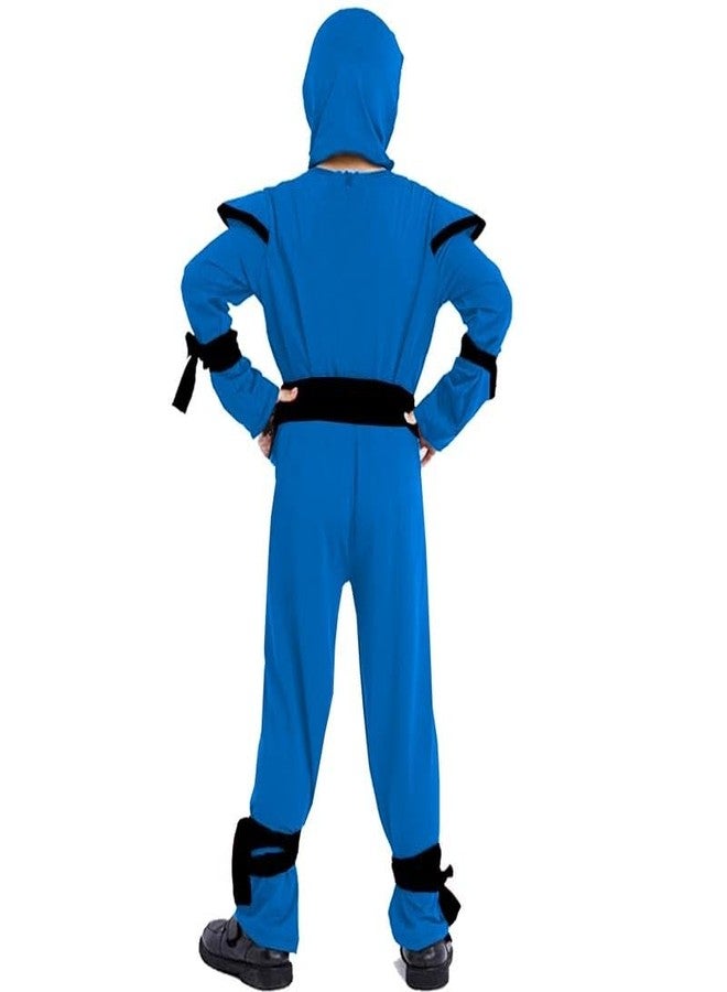 SATKULL Ninja Costumes Set for Kids Deluxe Ninja Costume Halloween Ninjas Cosplay Toys for Boys Girls(Kids-S-4/5T Blue) - Image 5