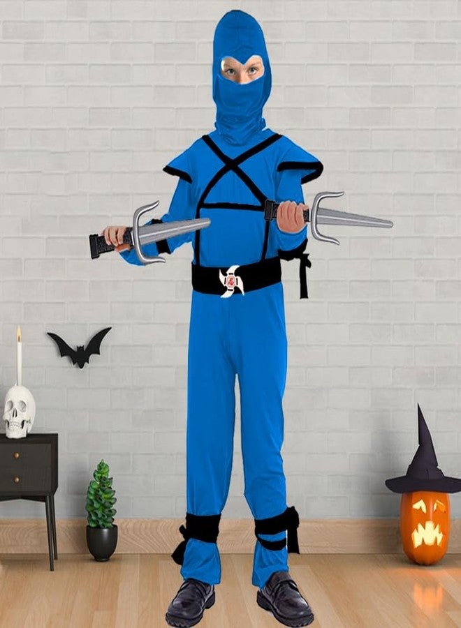 SATKULL Ninja Costumes Set for Kids Deluxe Ninja Costume Halloween Ninjas Cosplay Toys for Boys Girls(Kids-S-4/5T Blue) - Image 4
