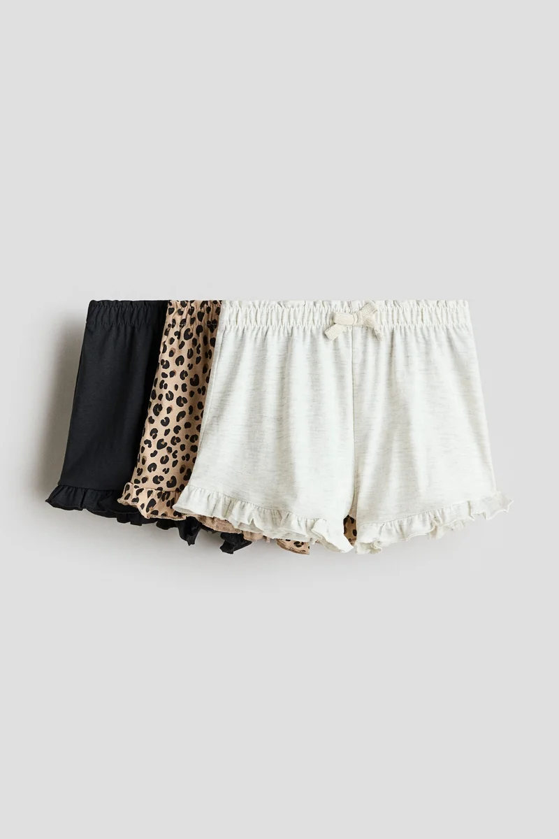 H&M 3-pack frill-trimmed cotton shorts