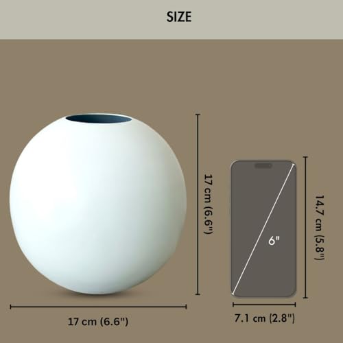 BEHOMA Metal Ball Flower Vase for Home Decor | Table Decorative Item for Bedroom Living Room Office Wedding | Best Gift for Birthday Anniversary Festival | White, Medium - Image 4