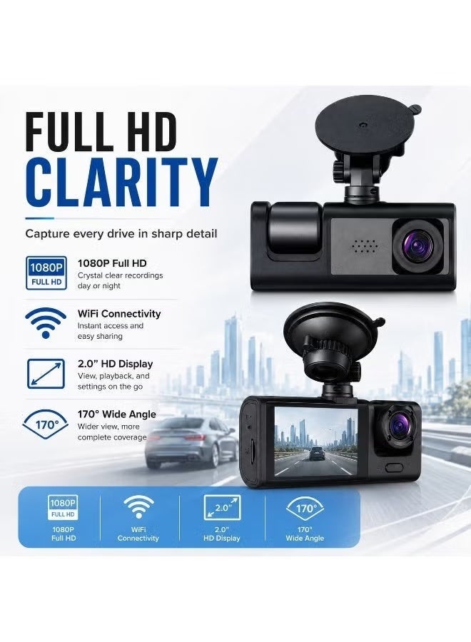 ELTRAZONE Dash Cam Front & Rear 1080P Full HD Car Camera – Dual Lens Vehicle DVR with Night Vision, G-Sensor, Loop Recording, Driving Recorder for Car Safety & Road Monitoring - Image 2