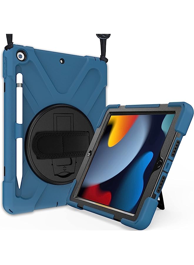 Procases Ipad 10.2 Case 2021 Ipad 9Th Generation / 2020 Ipad 8Th Generation Case / 2019 Ipad 7Th Gen Case, Rugged Heavy Duty Shockproof Rotatable Kickstand Protective Cover For Ipad 10.2 -Moroccoblue - Image 1
