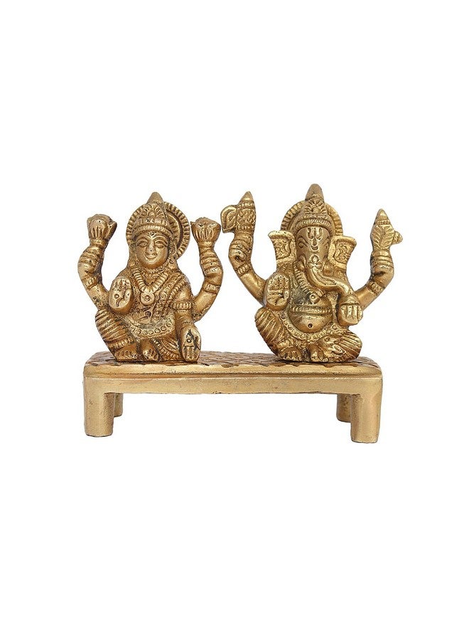 Skywalk Handcrafted Metal Brass Laxmi Ganesh Religious Idol Figurine Hindu God Sculpture,Brass Ganesha Lakshmi Idol Murti Pair for Puja,Diwali and Good Luck PBS-GL-12 - Image 1