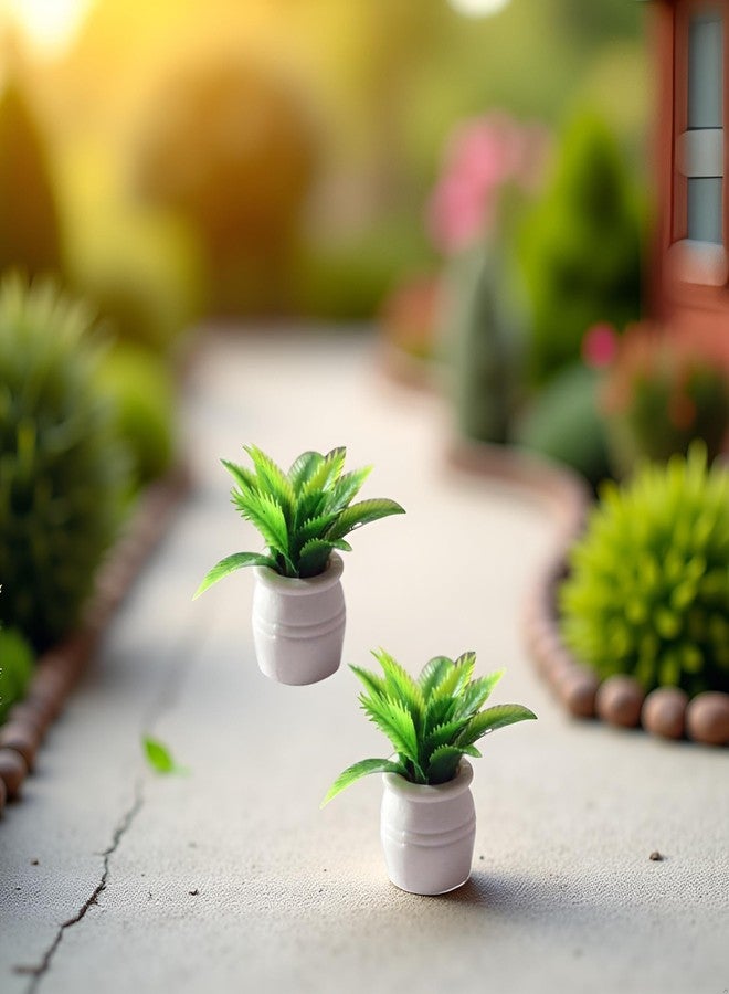 WLngtv 2 Pieces Dollhouse Decoration Plant Pots Miniature Green Potted Bonsai Model Dollhouse Accessories Decor,1:12 Scale Doll House Miniature Plant Model, DIY Decoration Props Accessories - Image 3