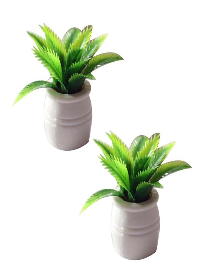 WLngtv 2 Pieces Dollhouse Decoration Plant Pots Miniature Green Potted Bonsai Model Dollhouse Accessories Decor,1:12 Scale Doll House Miniature Plant Model, DIY Decoration Props Accessories - Image 1
