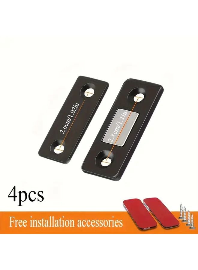 4pcs Black Ultra Thin Cabinet Magnetic Catch For Kitchen Cupboard Door Closure - Image 1