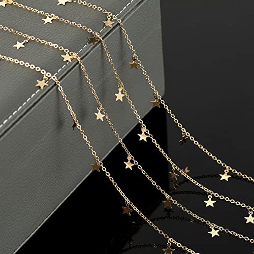 YOUBEIYEE 16.4 Feet Star Link Chain for Jewelry Making Women Necklace Chain Roll, Gold Plated Cable Chains Bulk with Jump Rings and Lobster Clasps - Image 5