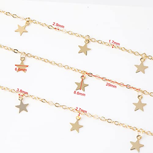 YOUBEIYEE 16.4 Feet Star Link Chain for Jewelry Making Women Necklace Chain Roll, Gold Plated Cable Chains Bulk with Jump Rings and Lobster Clasps - Image 3