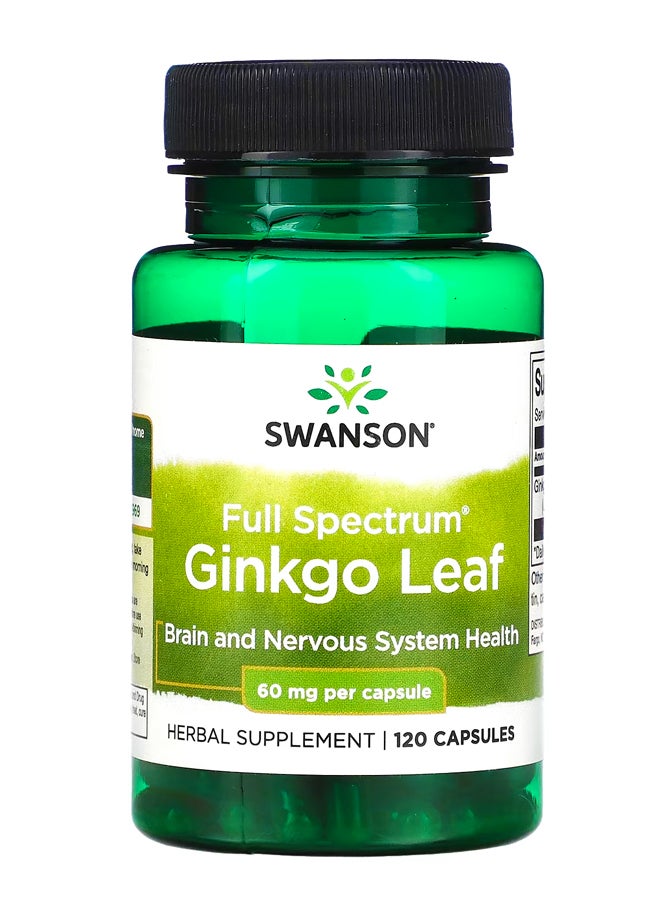 أوراق الجنكة كاملة الطيف ، 60 ملجم ، 120 كبسولة