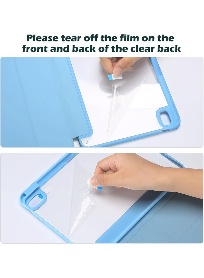 iPad Air 4 , 10.9 inch Smart Cover with Stand (2022/2020) with Pencil Holder, Lockable Smart Cover/Auto Screen On/Touch ID, Transparent Cover with Auto On/Sleep, Light Blue - Image 3