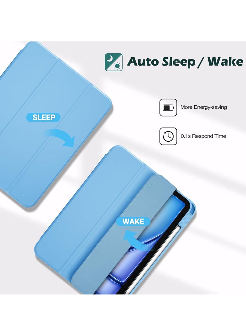 iPad Air 4 , 10.9 inch Smart Cover with Stand (2022/2020) with Pencil Holder, Lockable Smart Cover/Auto Screen On/Touch ID, Transparent Cover with Auto On/Sleep, Light Blue - Image 4