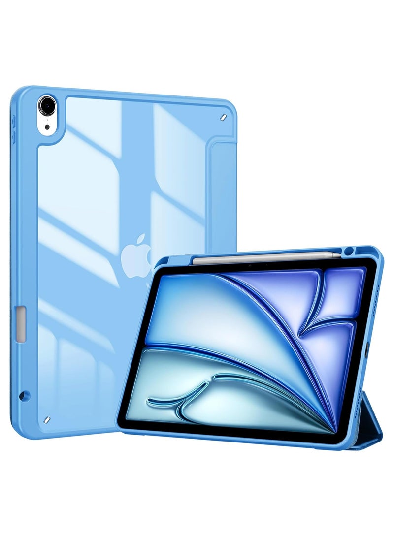 iPad Air 4 , 10.9 inch Smart Cover with Stand (2022/2020) with Pencil Holder, Lockable Smart Cover/Auto Screen On/Touch ID, Transparent Cover with Auto On/Sleep, Light Blue - Image 1