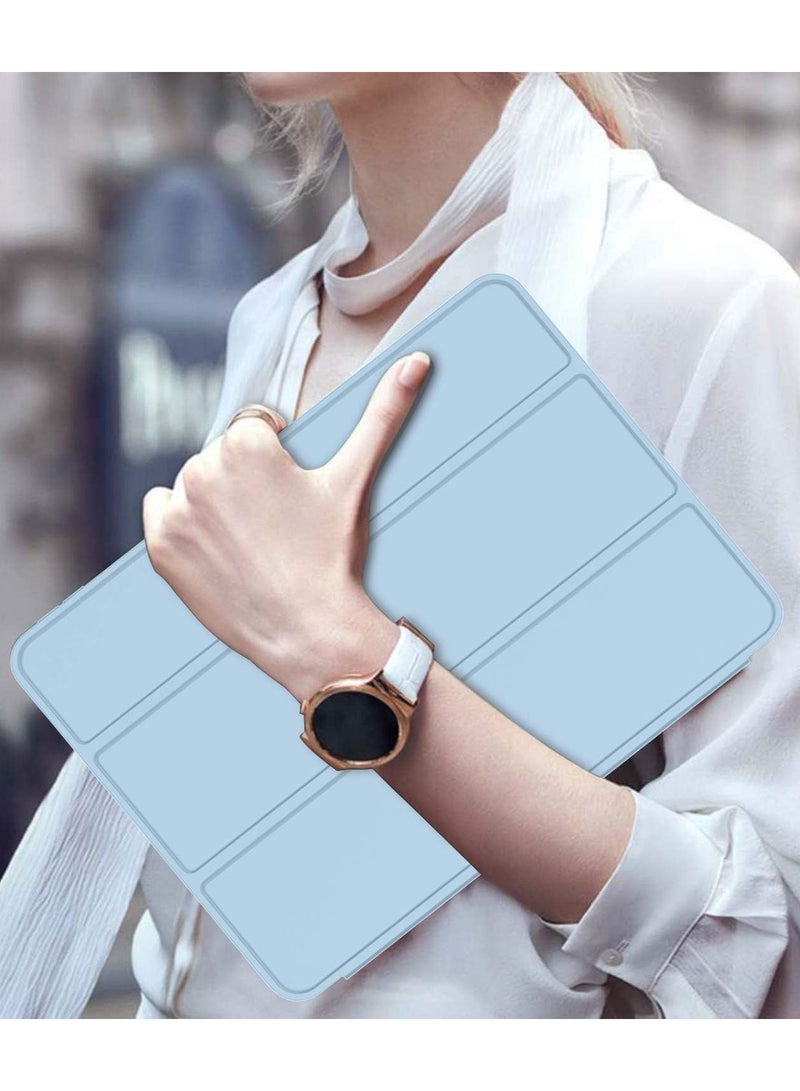 iPad Air 4 , 10.9 inch Smart Cover with Stand (2022/2020) with Pencil Holder, Lockable Smart Cover/Auto Screen On/Touch ID, Transparent Cover with Auto On/Sleep, Light Blue - Image 2