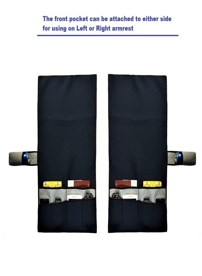 DHARMATMAJ Cotton Sofa Armrest Organizer Sofa Cover Remote Magazine Tablet Mobile Holder for Home Office Bedroom Hotel with Front Side Drink Holder (Dark Grey) - Image 3