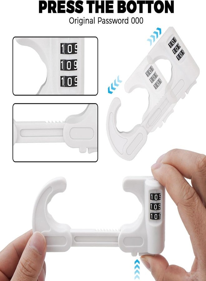 HoneSecur 4 Pack U-Shaped Cabinet Locks with Combination Baby Proofing Cabinet Lock Child Proof Sliding Cabinet Door Locks Adjustable Drawers Cupboard Locks Baby Safety Cabinet Latches for Knob Handle (White) - Image 2
