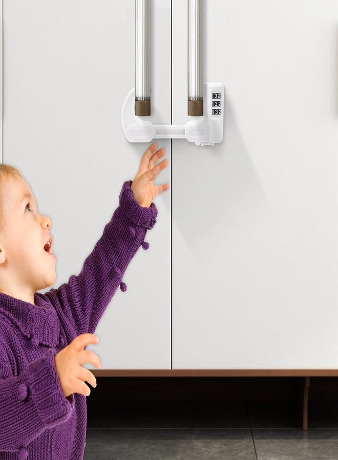 HoneSecur 4 Pack U-Shaped Cabinet Locks with Combination Baby Proofing Cabinet Lock Child Proof Sliding Cabinet Door Locks Adjustable Drawers Cupboard Locks Baby Safety Cabinet Latches for Knob Handle (White) - Image 3