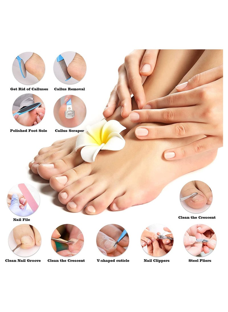 SYOSI 8 in 1 Professional Pedicure Kit, Pedicure Rasp Foot File Callus Remover for Dead, Hard Skin, Cracked Heels, and Dry Feet, Great Foot Care Tools for Women Men  - Image 2