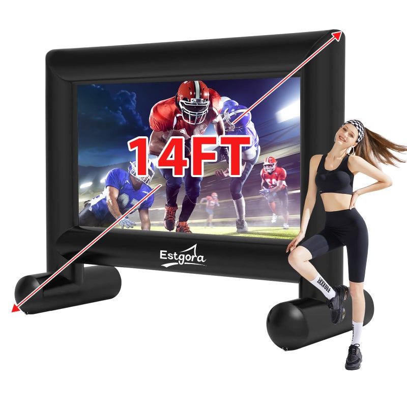 Estgora 14FT Inflatable Movie Screen Outdoor, Blow Up Projector Screen, Inflatable Movie Screen with Air Blower Front & Rear Projection Screens for Outdoor Movie Night Backyard Pool Fun - Image 1