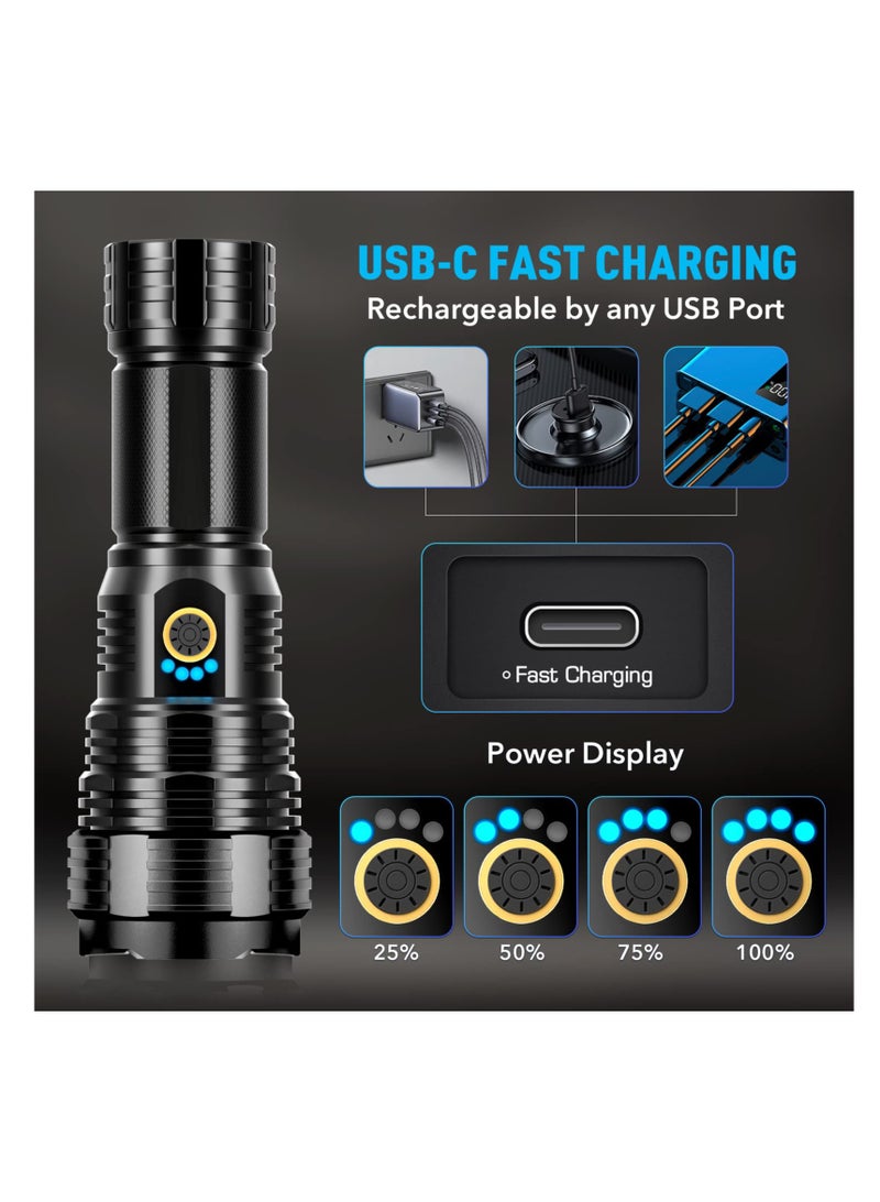 Rechargeable Flashlights 90000 High Lumens High Power Led Flashlight 5 Modes IPX7 Waterproof for Camping, Hiking, Emergencies - Image 5
