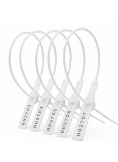100 Pcs Plastic Security Seal with Metal Insert, Tamper Evident Seals Pull Tite Security Tags Numbered Disposable Self-Locking Tie Plastic Truck Seals, White