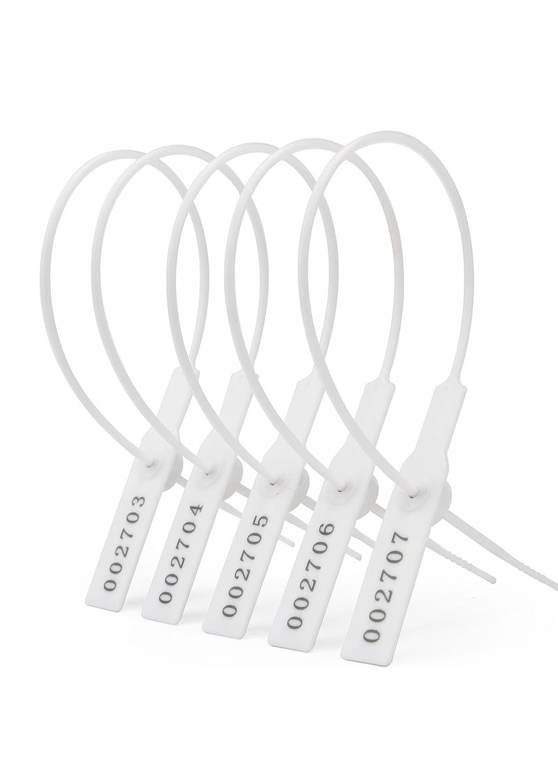 Generic - 100 Pcs Plastic Security Seal with Metal Insert, Tamper Evident Seals Pull Tite Security Tags Numbered Disposable Self-Locking Tie Plastic Truck Seals, White - Image 1