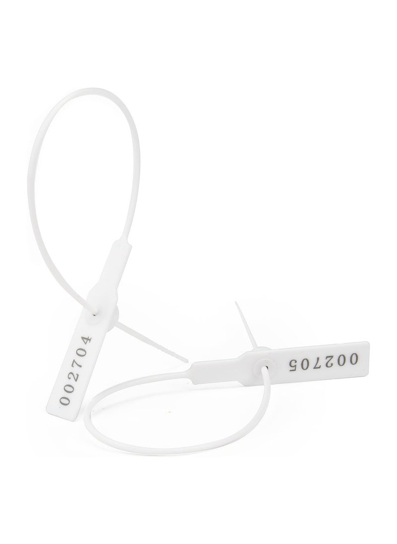 Generic - 100 Pcs Plastic Security Seal with Metal Insert, Tamper Evident Seals Pull Tite Security Tags Numbered Disposable Self-Locking Tie Plastic Truck Seals, White - Image 1