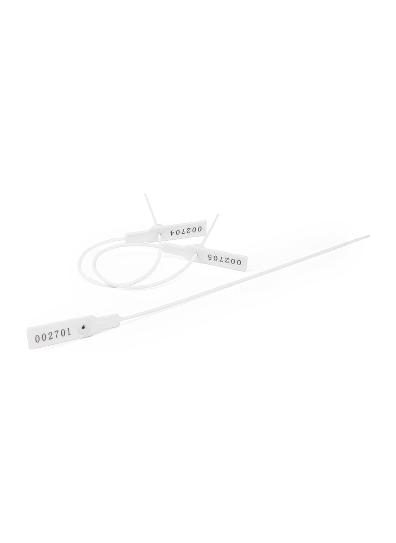Generic - 100 Pcs Plastic Security Seal with Metal Insert, Tamper Evident Seals Pull Tite Security Tags Numbered Disposable Self-Locking Tie Plastic Truck Seals, White - Image 1
