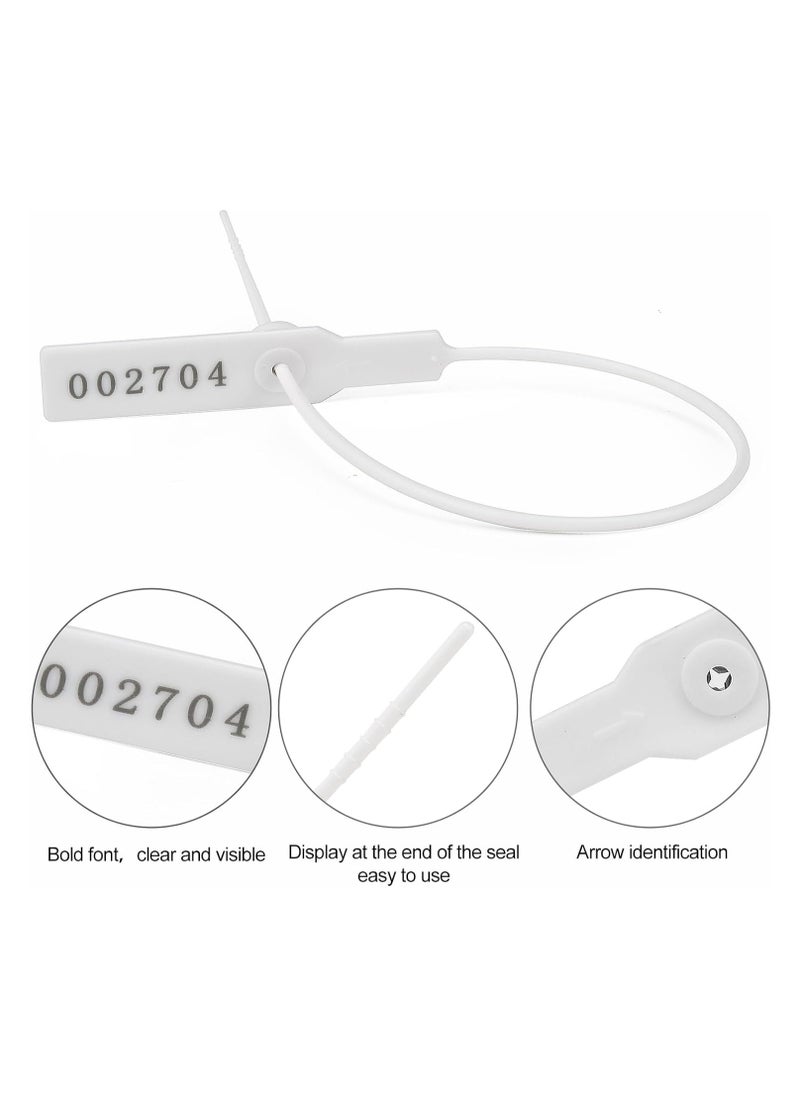 Generic - 100 Pcs Plastic Security Seal with Metal Insert, Tamper Evident Seals Pull Tite Security Tags Numbered Disposable Self-Locking Tie Plastic Truck Seals, White - Image 1