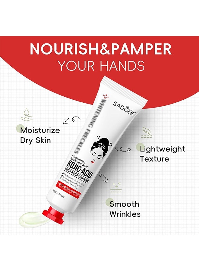 SADOER Kojic Acid Whiten Tender Hand Cream, Kojic Acid Cream Sadoer,Whitening Freckles Kojic Acid Hand Cream (3 PCS) - Image 4