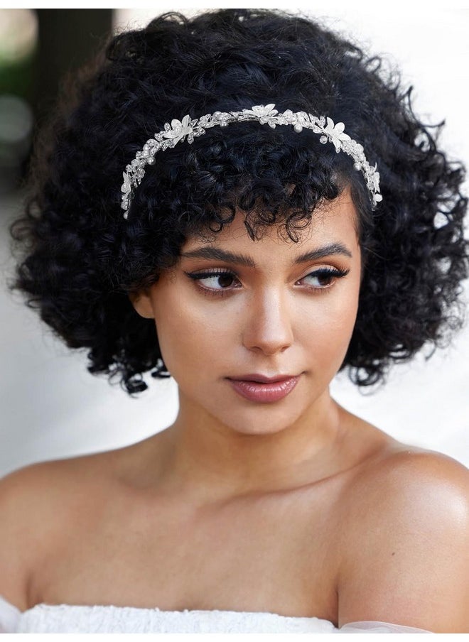 SWEETV - Weetv Rhinestone Bridal Headband Silver Wedding Headpiece For Bride Crystal Bridal Hair Pieces For Wedding Hair Accessories For Women Girl - Image 1