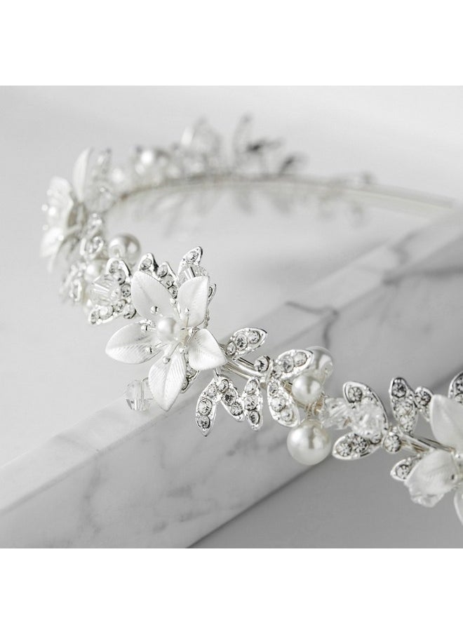 SWEETV - Weetv Rhinestone Bridal Headband Silver Wedding Headpiece For Bride Crystal Bridal Hair Pieces For Wedding Hair Accessories For Women Girl - Image 1