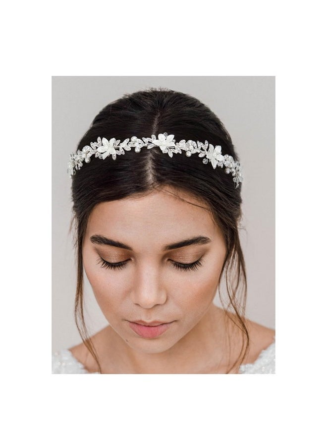 SWEETV - Weetv Rhinestone Bridal Headband Silver Wedding Headpiece For Bride Crystal Bridal Hair Pieces For Wedding Hair Accessories For Women Girl - Image 1