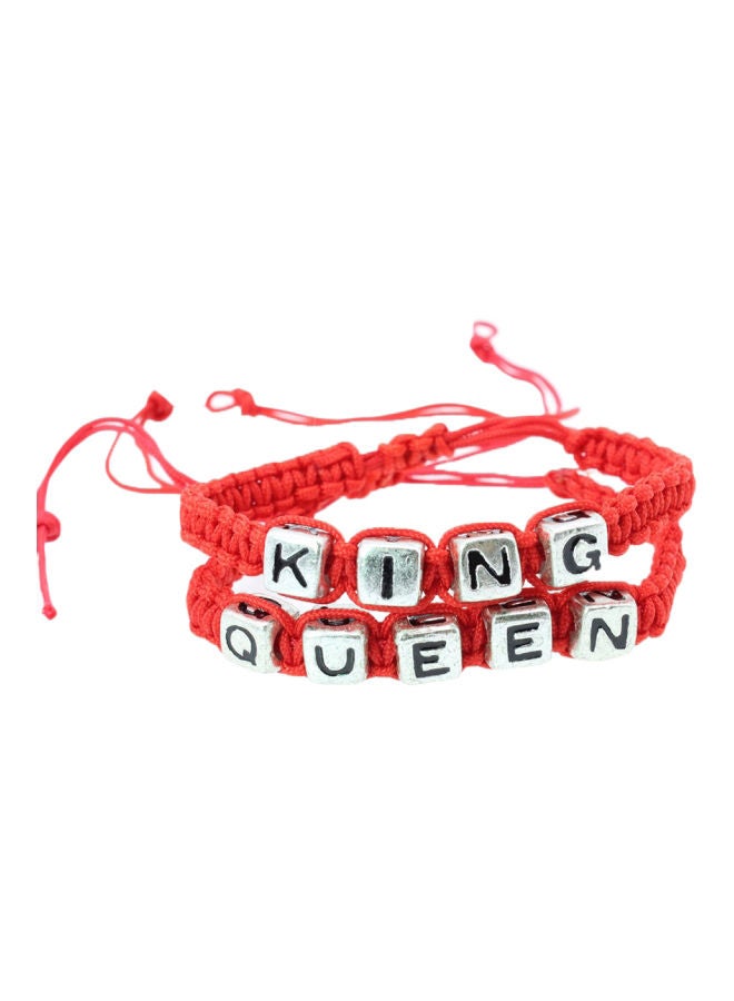 NIBEMINENT 2-Piece King Queen Charm Braided Rope Bracelet Set