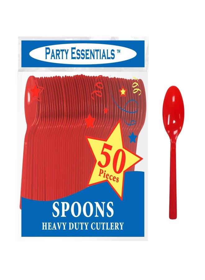 Party Essentials N24509RD Medium-Weight Hard Plastic Plastic Spoons, Red (1,200 Count) - Image 2
