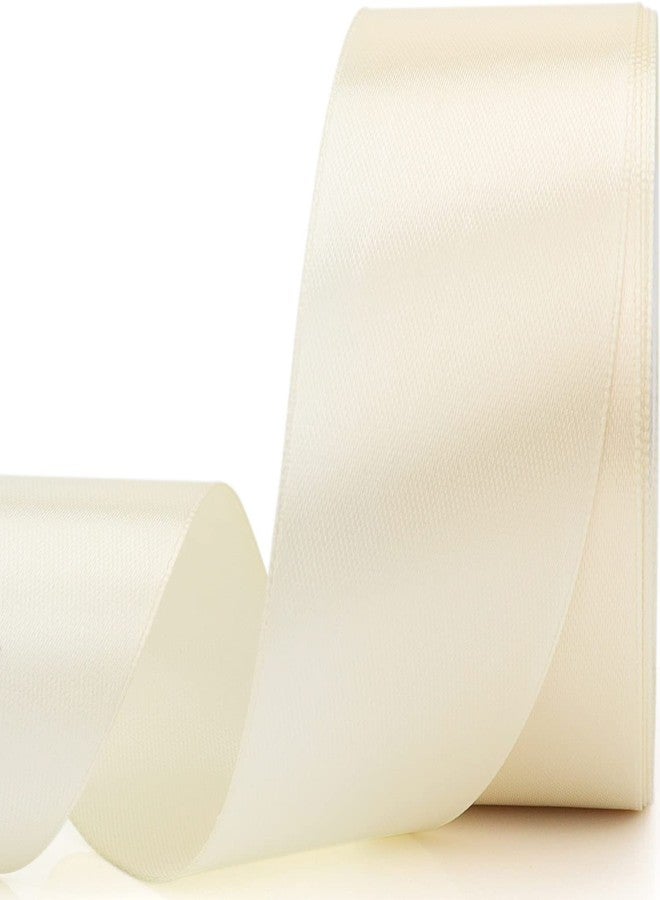 Nsilu 25 Yards 1-1/2 inches Wide Satin Ribbon Suitable for Wedding, Party and Gift Box Packaging Ribbon (Rice White, 1-1/2") - Image 1
