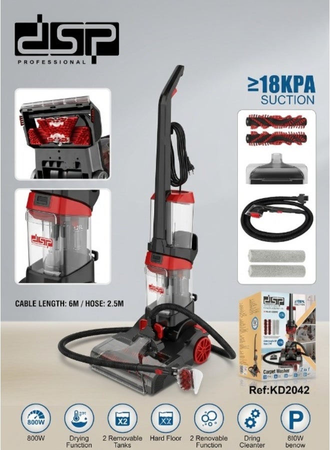 DSP 3-in-1 Carpet and Upholstery Washer – Cleaner for carpets, sofas, and floors; 18KPa strong suction, 800W, 1.35L tank – Model KD2042 - Image 1