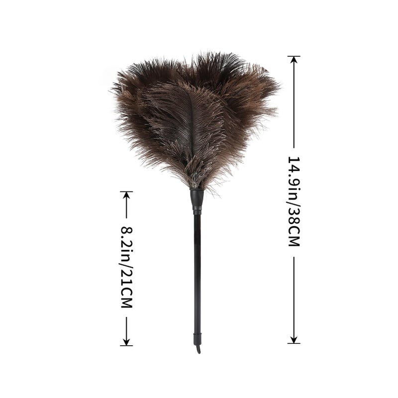 Daieeparty Natural Ostrich Feather Duster 14.9 Inch Fluffy Mini Dusters With Plastic Handheld For Cleaning Car Keyboard Office 1 Pcs - Image 2