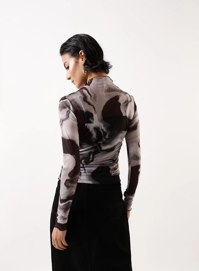 Hubberholme Women's Black 100% Polyester Self Design Pattern Slim Fit Tops