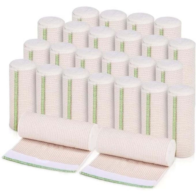 GT Premium Elastic Bandage Wrap 6 25 Pack Hook Loop Fasteners at Both Ends Latex Free Hypoallergenic Compression Roll Reusable Bandages for Waist Legs Elbow Knee Wrap - Image 1