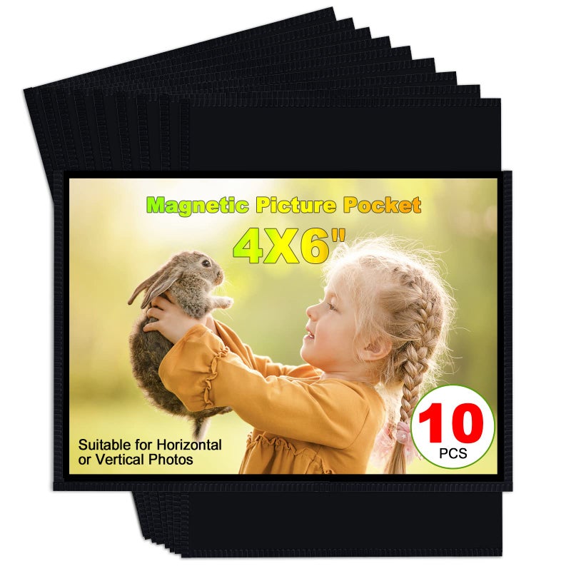 CHUNNIAO Black Magnetic Picture Frame 4X6 for Refrigerator,Photo Magnets Sleeves - Image 1