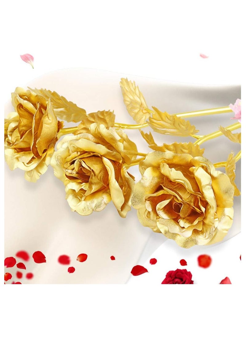 RATSAW 10 Inch 24K Gold Foil Artificial Rose 24K Gold Rose Birthday Gift Wedding Mother's Day Gift With Gift Box Gold Set  - Image 3