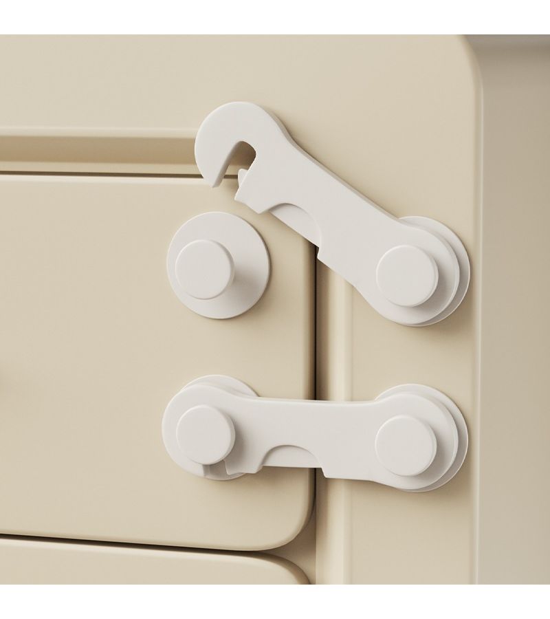 8 Pieces Waterproof Child Safety Cabinet Lock Set No Tools Required Adhesive Backing Includes Keys and Code For Refrigerators Cabinets Pantry Door And Kitchen Locks Snow White - Image 2